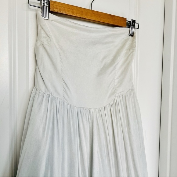 Samant Chauhan Ombre Maxi Dress White Blue Strapless Ruffle Anthropologie S - Picture 5 of 10